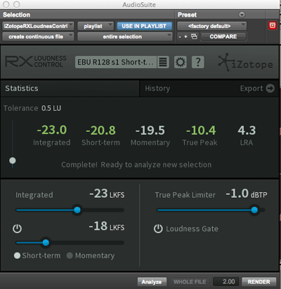 iZotope Loudness Control Plug-in