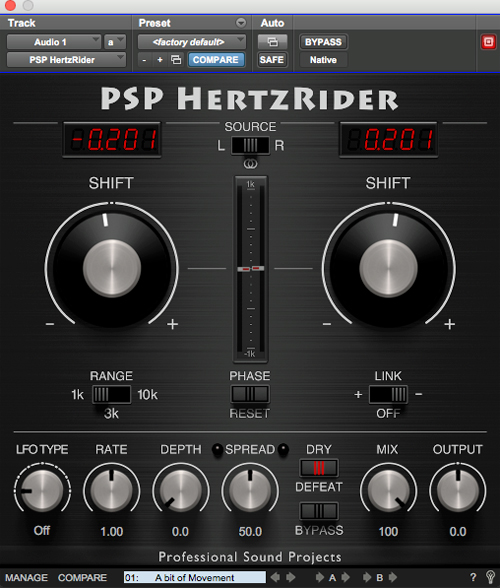 PSP Audioware HertzRider Frequency Shifter Plug-In