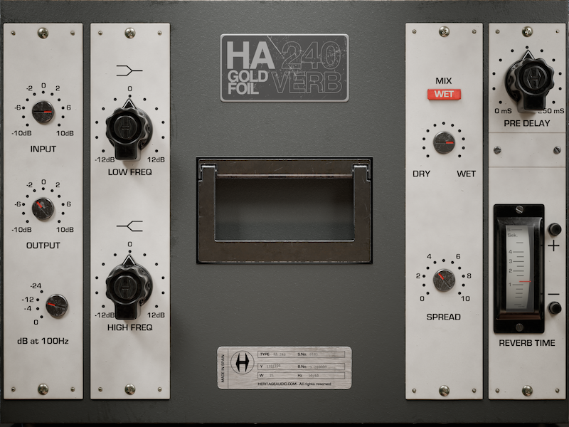 Heritage Audio HA 240 Gold Foil Reverb Olug-in